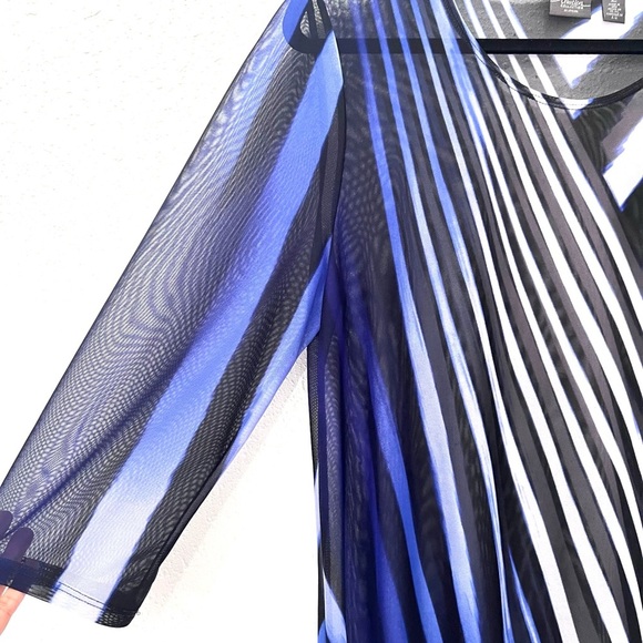 Chicos rhapsody mesh Blue and White Striped Tunic 12/L - Picture 4 of 10